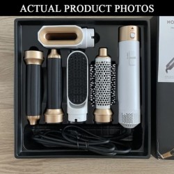 Set de pieptene fierbinte pentru uscător de păr 5 în 1, fier de ondulat profesional, instrument de coafare pentru îndreptat păru