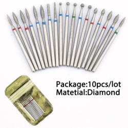 Set de burghie pentru unghii, 10 buc, freză cu diamant, accesoriu pentru manichiură, mașină electrică, pedichiură, perie pentru 