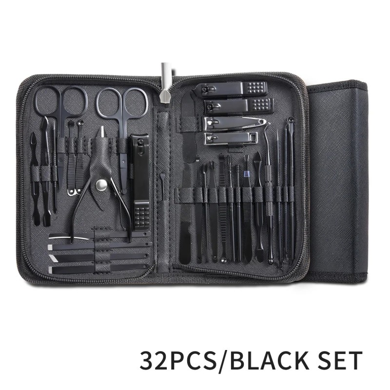 Set manichiură Set de tăietoare de unghii pentru pedichiură 7/32 buc. Instrumente profesionale de îngrijire, inclusiv unghiile f