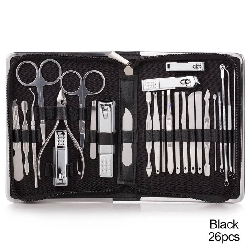 Set manichiură Kit pedichiură Dispozitive profesionale pentru unghii, set de îngrijire a unghiilor din oțel inoxidabil Set pedic