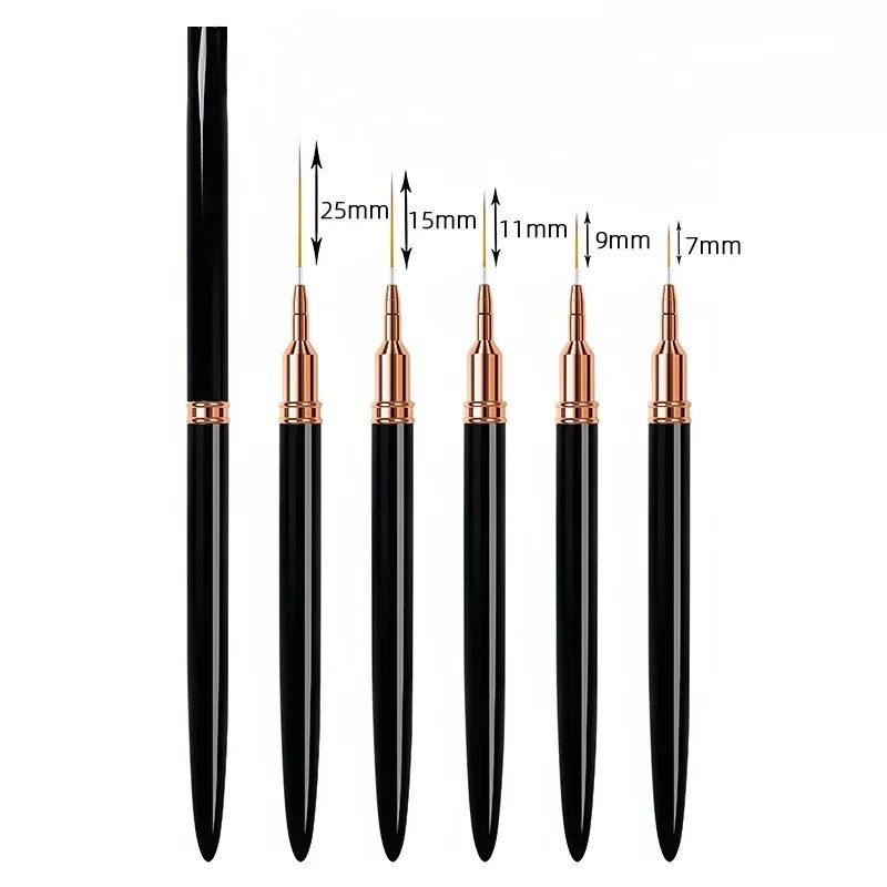 Set de perii pentru căptușeală pentru unghii 7/9/11/15/25MM Seturi de perii pentru unghii cu gel UV Seturi de 5 bucăți pentru pi