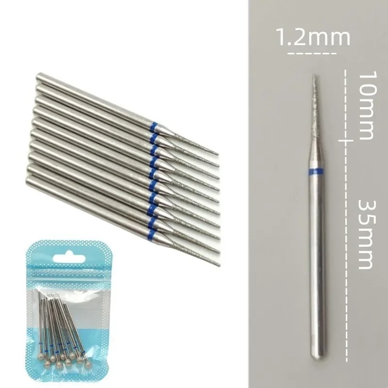 Set de 10 bucăți de freză cu diamante pentru unghii Rotery Freze electrice pentru pedichiură Pile de manichiură Cuticule Burr Un
