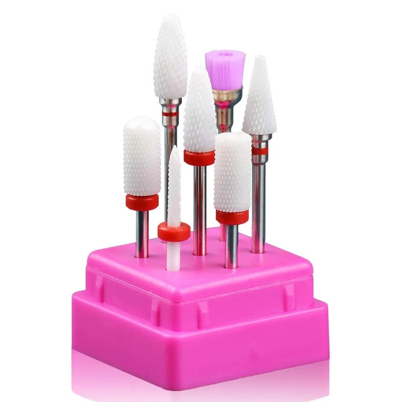 Set 7 bucăți din ceramică pentru găurit pentru unghii, lac de gel, cuticule, manichiură, freză pentru truse de manichiură, instr