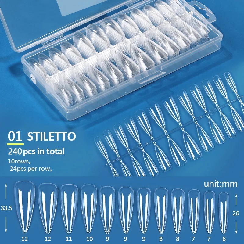 KOSKOE 240 buc/cutie Apăsați pe unghii false Sicriu pătrat oval semi-matuit acoperire completă Unghii cu gel UV Sfaturi false In