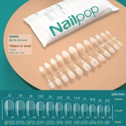 NAILPOP 120 buc Unghii false Acoperire completa Apăsați pe unghii Sicriu Gel moale American Pose Capsule Sfaturi pentru unghii f