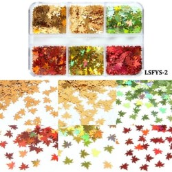 6 grile holografice Nail Art Glitter Paiete Frunze de arțar Laser Star Heart Paillette Flake Manichiură DIY 3D Instrumente pentr