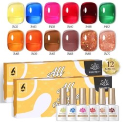 BORN PRETTY Set de lacuri de unghii cu gel Primavara Vara Bomboane Dulci Moale Roz Galben Violet Albastru Verde Culoare Varnis S