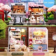 Mini casă de păpuși în miniatură Kit de bricolaj pentru casă mică, jucării de cameră, decorațiuni pentru dormitor, cu mobilier, 