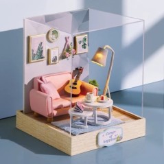 Mini casă de păpuși în miniatură Kit de bricolaj pentru casă mică, jucării de cameră, decorațiuni pentru dormitor, cu mobilier, 