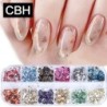 12 folii de culoare Unghii superbe cu sclipici Fulgi de aluminiu Chip Nail Design Shiny Kismis Nail Art Decoration, 1 cutie