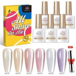 BORN PRETTY Set de lac de unghii cu gel magnetic pentru pisici, 10 ml, cu dublă lumină, cu lumină albă, argintie, pentru unghii,