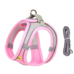Set de lesă pentru ham pentru câini de talie mică, ham ajustabil pentru cățeluș, pisică, buldog francez, chihuahua, pug, lesă de
