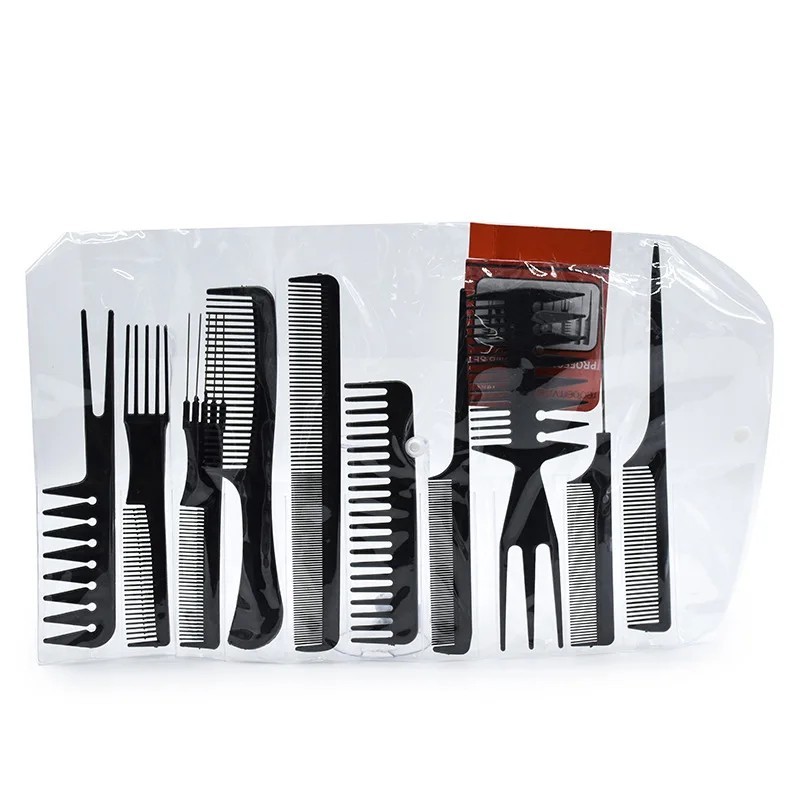 Set de pieptene pentru coafat tunsoare, 10 buc. Piepteni profesionali antistatici pentru coafura, pieptene negru pentru antrenam