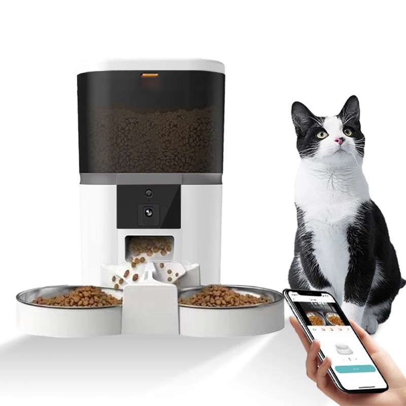 4L cu cameră HD Hrănitor automat pentru animale de companie Distribuitor automat de hrană pentru pisici și câini, potrivit pentr