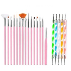 Set de perii pentru unghii, 20 de bucăți, accesorii profesionale pentru unghii, pentru desen cu gel UV acrilic, manichiură, inst