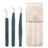 Set de pensete pentru extensie de gene de 3 buc, cu sac, din oțel inoxidabil, cu volum 3D precis, pentru gene, pensete pentru sp