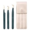 Set de pensete pentru extensie de gene de 3 buc, cu sac, din oțel inoxidabil, cu volum 3D precis, pentru gene, pensete pentru sp