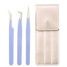 Set de pensete pentru extensie de gene de 3 buc, cu sac, din oțel inoxidabil, cu volum 3D precis, pentru gene, pensete pentru sp