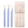 Set de pensete pentru extensie de gene de 3 buc, cu sac, din oțel inoxidabil, cu volum 3D precis, pentru gene, pensete pentru sp