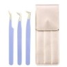 Set de pensete pentru extensie de gene de 3 buc, cu sac, din oțel inoxidabil, cu volum 3D precis, pentru gene, pensete pentru sp