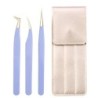 Set de pensete pentru extensie de gene de 3 buc, cu sac, din oțel inoxidabil, cu volum 3D precis, pentru gene, pensete pentru sp