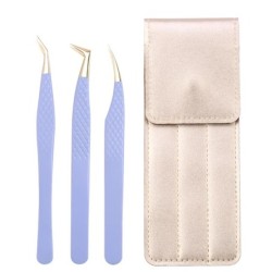 Set de pensete pentru extensie de gene de 3 buc, cu sac, din oțel inoxidabil, cu volum 3D precis, pentru gene, pensete pentru sp