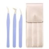 Set de pensete pentru extensie de gene de 3 buc, cu sac, din oțel inoxidabil, cu volum 3D precis, pentru gene, pensete pentru sp