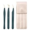 Set de pensete pentru extensie de gene de 3 buc, cu sac, din oțel inoxidabil, cu volum 3D precis, pentru gene, pensete pentru sp