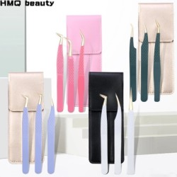 Set de pensete pentru extensie de gene de 3 buc, cu sac, din oțel inoxidabil, cu volum 3D precis, pentru gene, pensete pentru sp