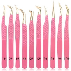 Set de pensete pentru extensie de gene de 3 buc, cu sac, din oțel inoxidabil, cu volum 3D precis, pentru gene, pensete pentru sp