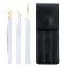 Set de pensete pentru extensie de gene de 3 buc, cu sac, din oțel inoxidabil, cu volum 3D precis, pentru gene, pensete pentru sp