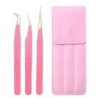 Set de pensete pentru extensie de gene de 3 buc, cu sac, din oțel inoxidabil, cu volum 3D precis, pentru gene, pensete pentru sp