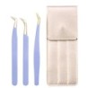 Set de pensete pentru extensie de gene de 3 buc, cu sac, din oțel inoxidabil, cu volum 3D precis, pentru gene, pensete pentru sp