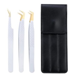 Set de pensete pentru extensie de gene de 3 buc, cu sac, din oțel inoxidabil, cu volum 3D precis, pentru gene, pensete pentru sp
