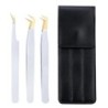 Set de pensete pentru extensie de gene de 3 buc, cu sac, din oțel inoxidabil, cu volum 3D precis, pentru gene, pensete pentru sp
