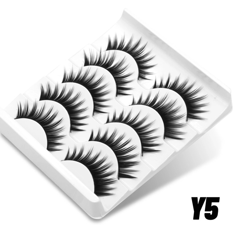 GROINNEYA Gene cu bandă invizibilă 5/7 perechi Gene de nurcă 3d Lungime scurtă Tulpină transparentă Extensii de gene moi cu aspe