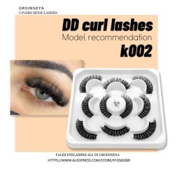 Gene 5 perechi DD curl benzi rusești Gene false de nurcă Gene 3D de nurcă Ochi de vulpe Gene false naturale Extensii de gene