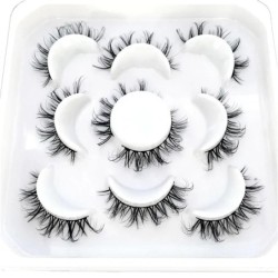 Gene 5 perechi DD curl benzi rusești Gene false de nurcă Gene 3D de nurcă Ochi de vulpe Gene false naturale Extensii de gene