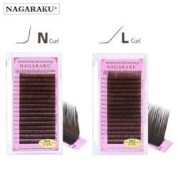 NAGARAKU Extensie de gene maro închis NL Curl Makeup Gene clasice individuale Moale nurcă naturală