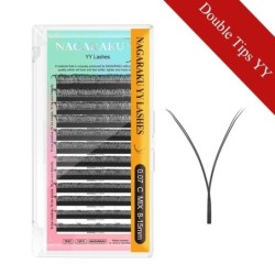 NAGARAKU YY Shape Triple Sfaturi Tesute manual Premium Moale Lumina Naturale Extensii Gene Materiale Machiaj Plasa Plasa Incruci