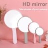 Oglindă de machiaj de culoare macaroon rotundă, nedeformată, fără distorsiuni, drăguță, portabilă, portabilă, oglindă cu mâner p