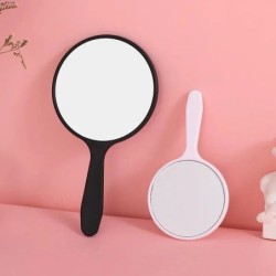 Oglindă de machiaj de culoare macaroon rotundă, nedeformată, fără distorsiuni, drăguță, portabilă, portabilă, oglindă cu mâner p