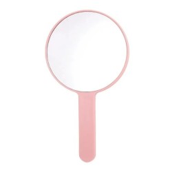 Oglindă de machiaj de culoare macaroon rotundă, nedeformată, fără distorsiuni, drăguță, portabilă, portabilă, oglindă cu mâner p