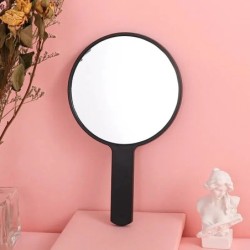 Oglindă de machiaj de culoare macaroon rotundă, nedeformată, fără distorsiuni, drăguță, portabilă, portabilă, oglindă cu mâner p