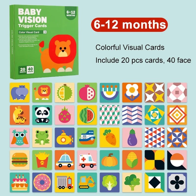 Carduri de stimulare vizuală pentru bebeluși Card flash Montessori cu contrast ridicat Cadou pentru sugari pentru copii Jucărie 
