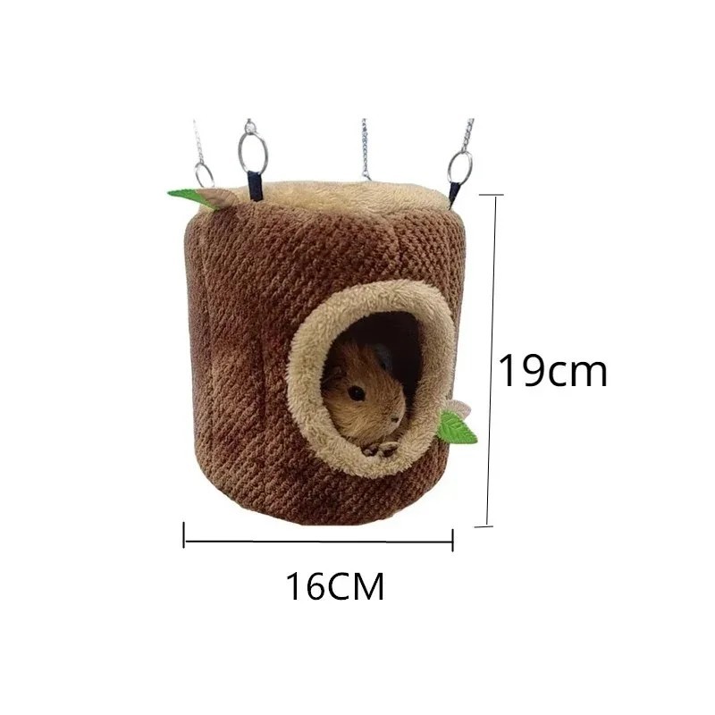 Forma de ciot de copac Hamac cald pentru hamster Tunel pentru cârtițe de iarnă Pat agățat pentru animale mici Cuibul pentru hams