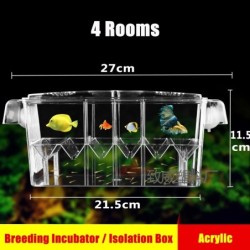 Cutie de izolare pentru incubator de reproducție pentru acvariu, strat dublu, 4 camere, acrilic transparent, cutie de incubație 
