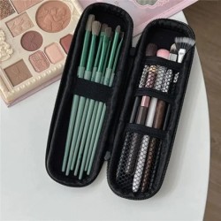 1 bucă geantă neagră pentru cosmetice, impermeabilă, cu fermoar dublu, cutie pentru pensule de machiaj, pungi de depozitare pent