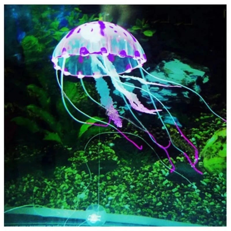 Înot artificială, strălucitoare, fluorescentă, meduze, decorare pentru acvariu, rezervor de pește, plante subacvatice, ornament 