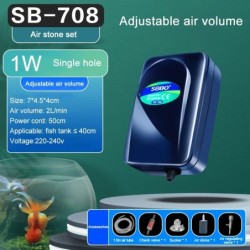 Pompa de aer silențioasă pentru oxigen pentru acvariu SOBO Rezervor de pește Volum de aer reglabil Oxigenator de mare putere Com